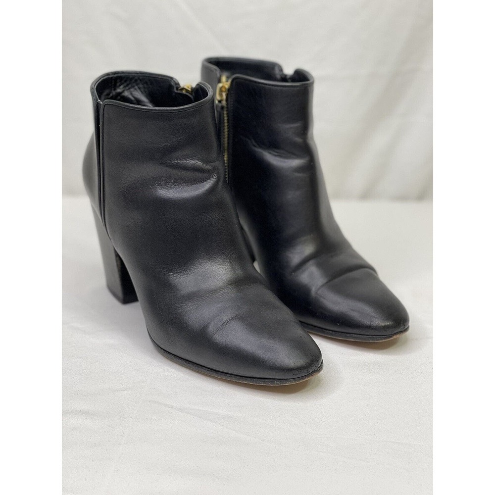 Giuseppe Zanotti Leather Black Ankle Bootie Women's Block Heel Sz 10 US / 40 EU